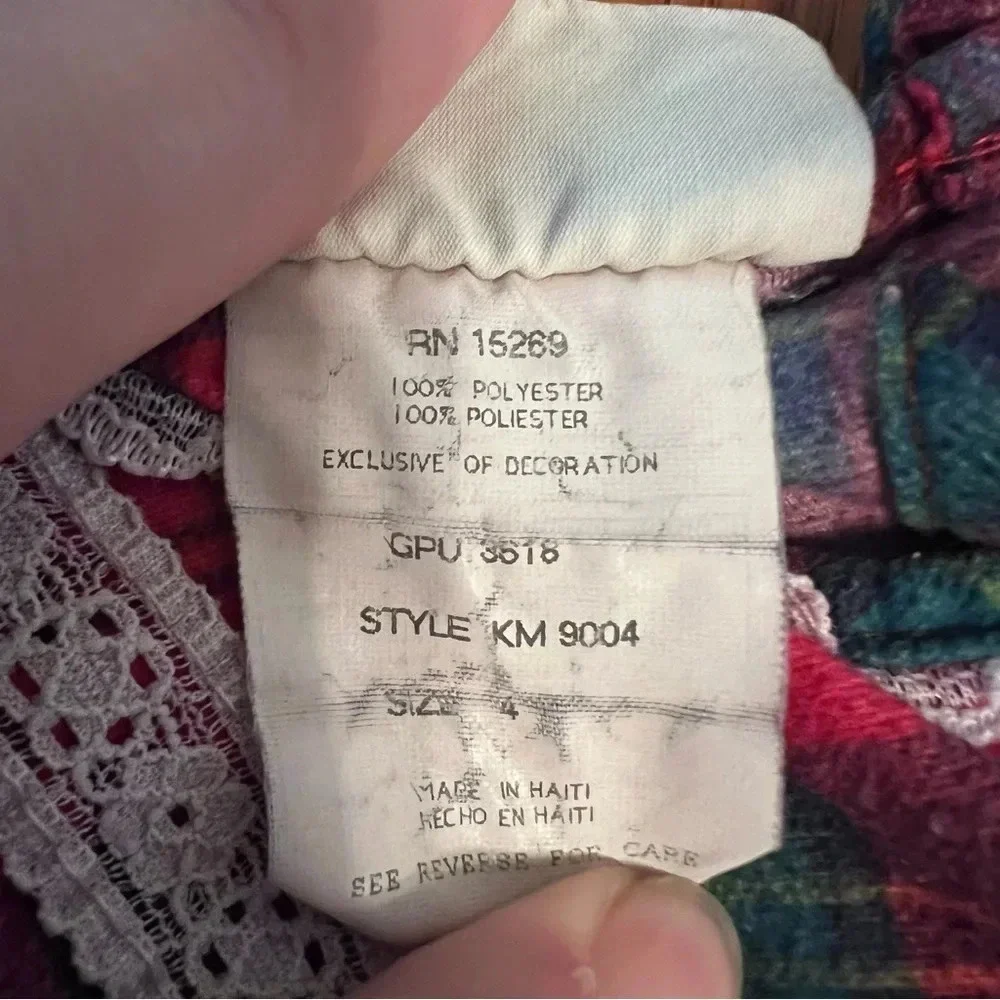 Vintage Basic Editions Christmas Plaid Ruffle Bow Pajama Nightgown Size‎ 4